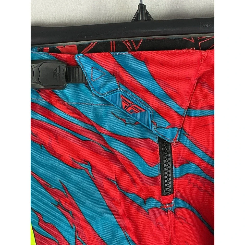 Fly Racing Kinetic Relapse MX Pants Mens 34 Teal Red Hi-Vis Motocross NWT